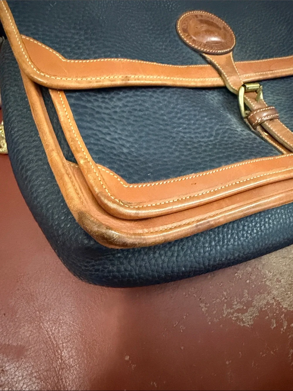 Dooney & Bourke Black and Tan Leather Briefcase Messenger